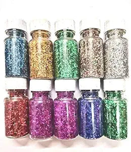 Glitter Powder Boxes for Art & Craft- 1 Pack (10 colors)