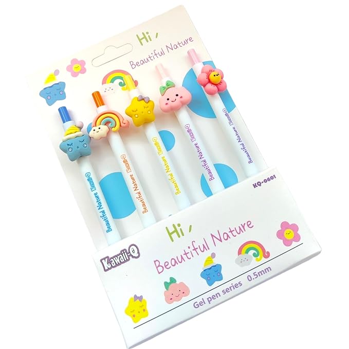 Gel Pens For Writing-5 Pcs Cartoon Design Lightweight Gel Pen With Comfortable Grip