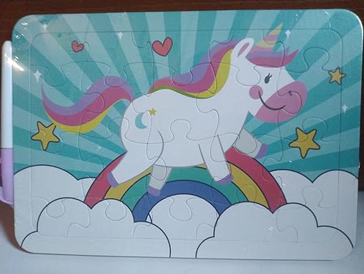 2 in 1 Puzzle + Water Painting with 4 puzzles- Unicorn Theme