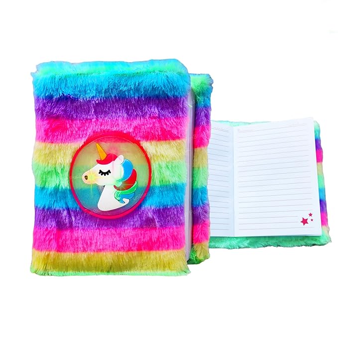 Unicorn Diary for Girls – Light Up Diary for Kids, Soft Fur Diary for Girls, Diary for Journal,A6 Size (144 Pages) (Unicorn)