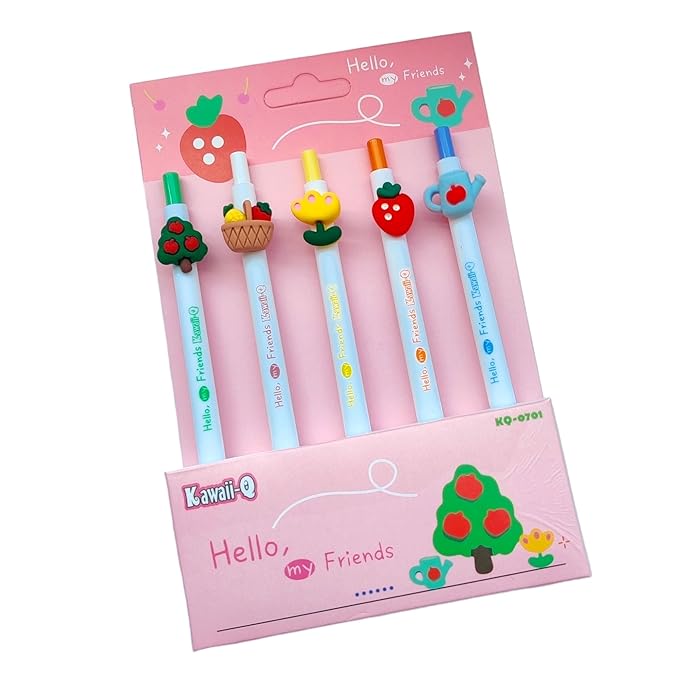 Gel Pens For Writing-5 Pcs Cartoon Design Lightweight Gel Pen With Comfortable Grip