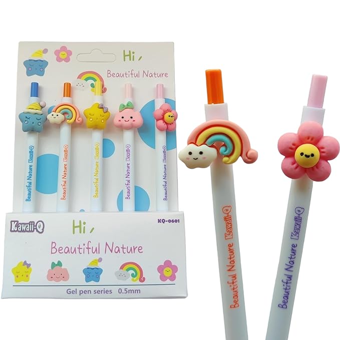 Gel Pens For Writing-5 Pcs Cartoon Design Lightweight Gel Pen With Comfortable Grip