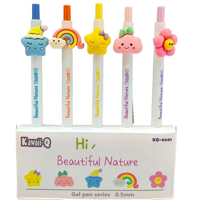 Gel Pens For Writing-5 Pcs Cartoon Design Lightweight Gel Pen With Comfortable Grip