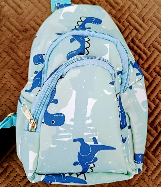 Chest and Waist Bag - Blue dinosaurs