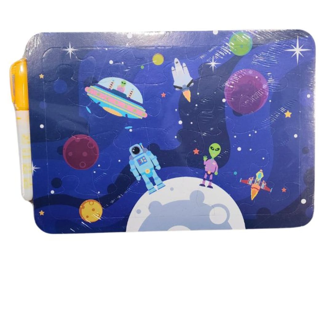 2 in 1 Puzzle + Water Painting with 4 puzzles- Space Theme