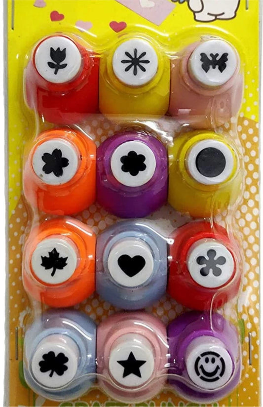 Craft Punching Hole Tool, for DIY Greeting Card, Scrapbook and Art and Craft(Assorted Shapes, Pack of 12)
