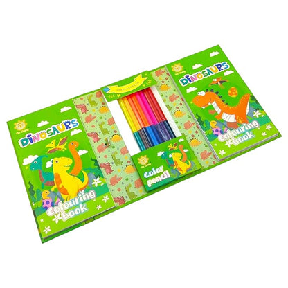 Dinosaur colouring book set