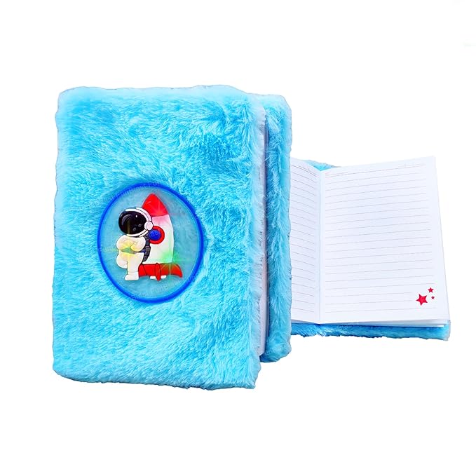Space Theme Diary  – Light Up Diary for Kids, Soft Fur Diary , Diary for Journal, Journal Diary – A6 Size (144 Pages)