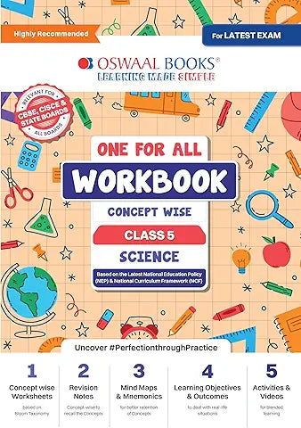 Oswaal One For All Workbook Class 5 Science Book | Concept Wise | For Latest Exam
