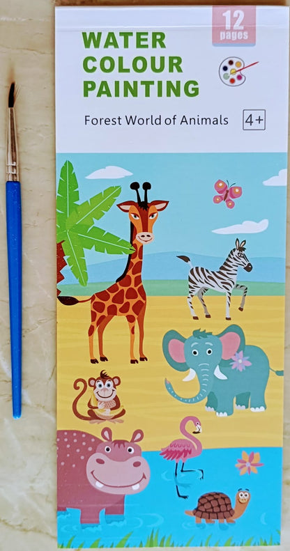 Water colour painting - forest world of animals