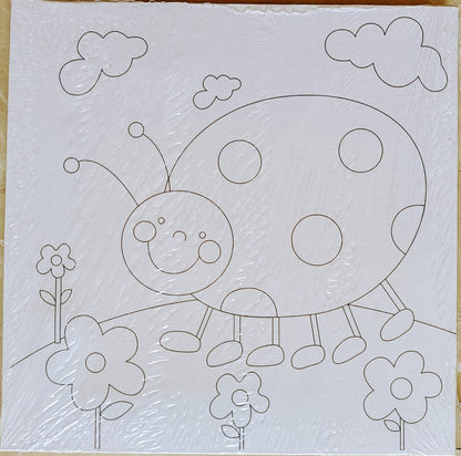 Kids Canvas Kit- 25 8 25 cm Canvas Board with Color and Brush- Ladybird