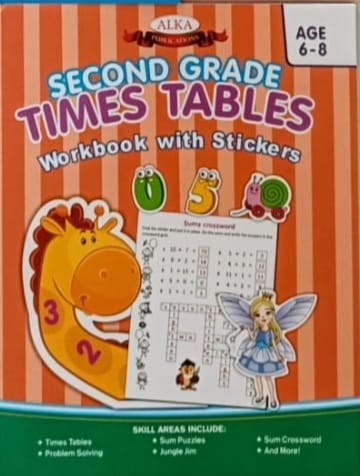 Second grade Times Tables workbook with Stickers
