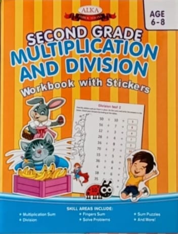 Second Grade Multiplication and Division workbook with stickers