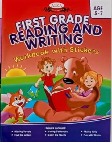 First grade Reading and Writing workbook with stickers