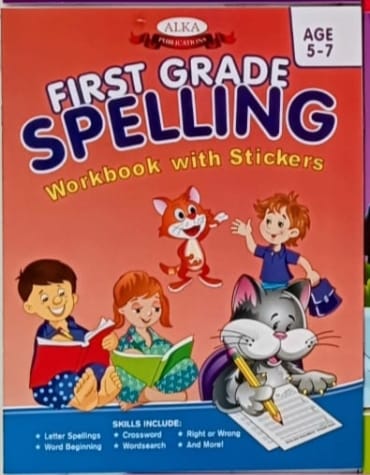 First grade spelling workbook with stickers