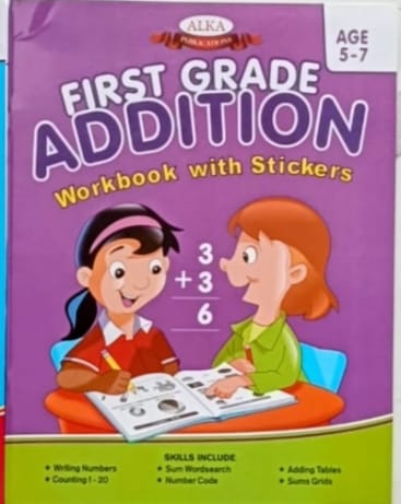 First grade Addition workbook with stickers