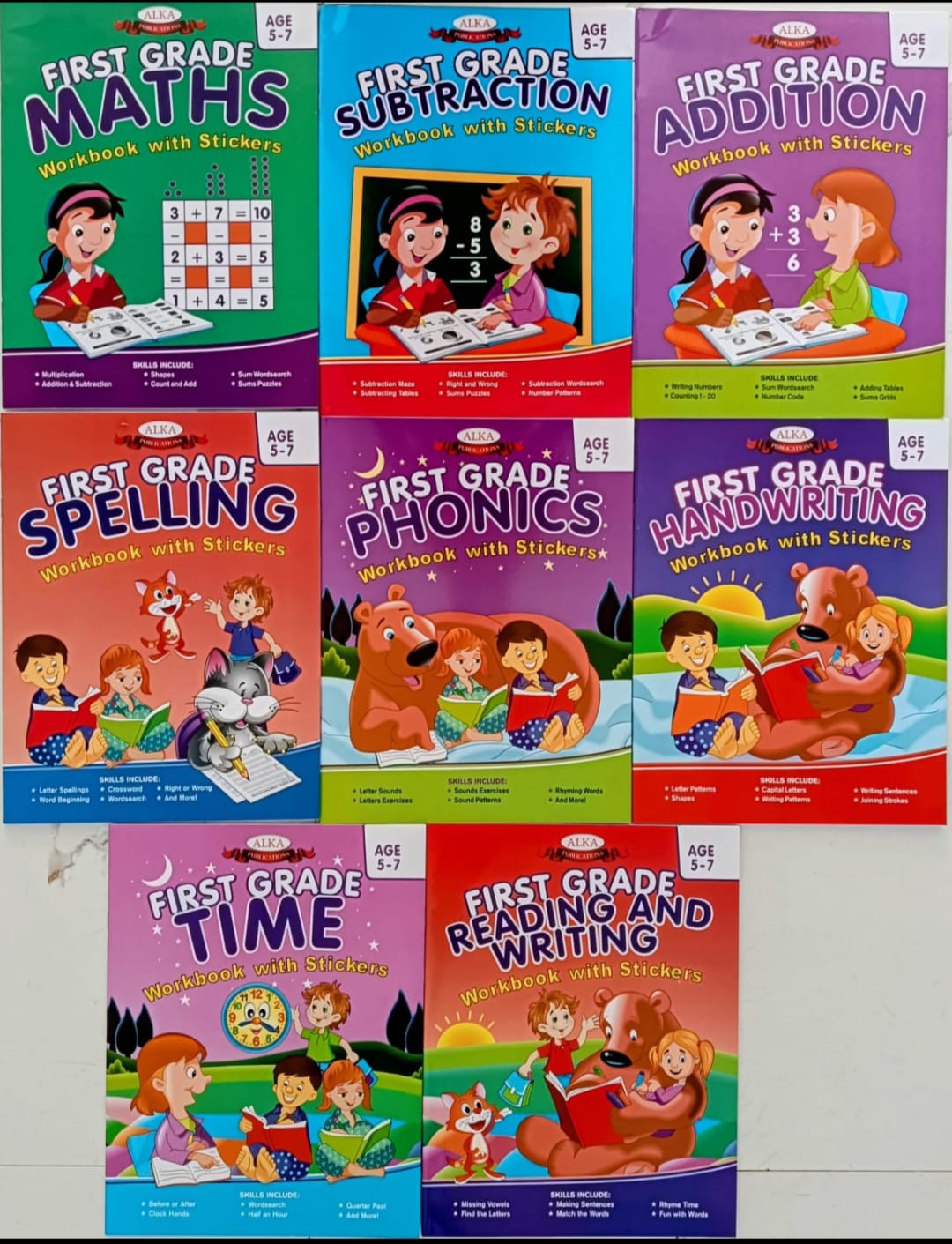 First grade workbook with stickers- Combo of 8 books
