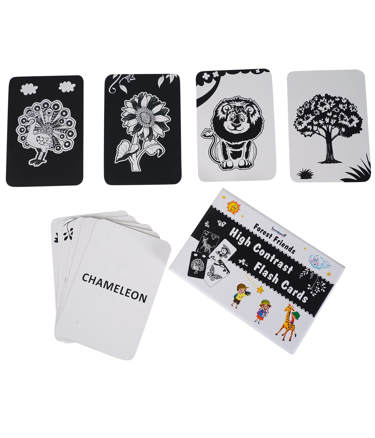 High Contrast Flash Cards For New Born Baby – Black & White